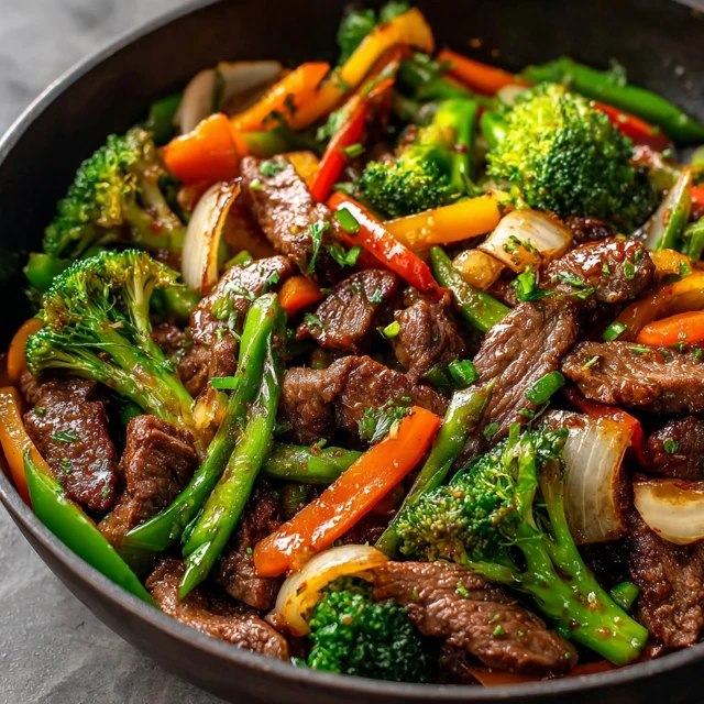 Close-up of velvety beef slices and crisp-tender broccoli glazed in a thick savory stir fry sauce