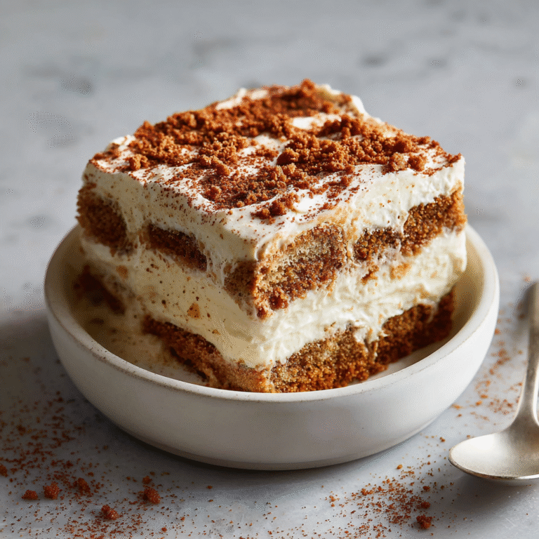 Layered gingerbread tiramisu with spiced cookies and creamy mascarpone filling dusted with cocoa creating an elegant festive holiday dessert presentation with a creative Christmas twist