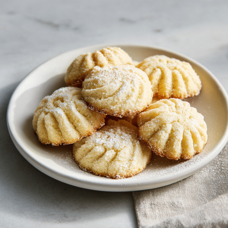 Golden, crispy vegan Danish butter cookies with a rich, plant-based buttery texture, baked to perfection and arranged beautifully for an inviting homemade dessert presentation.