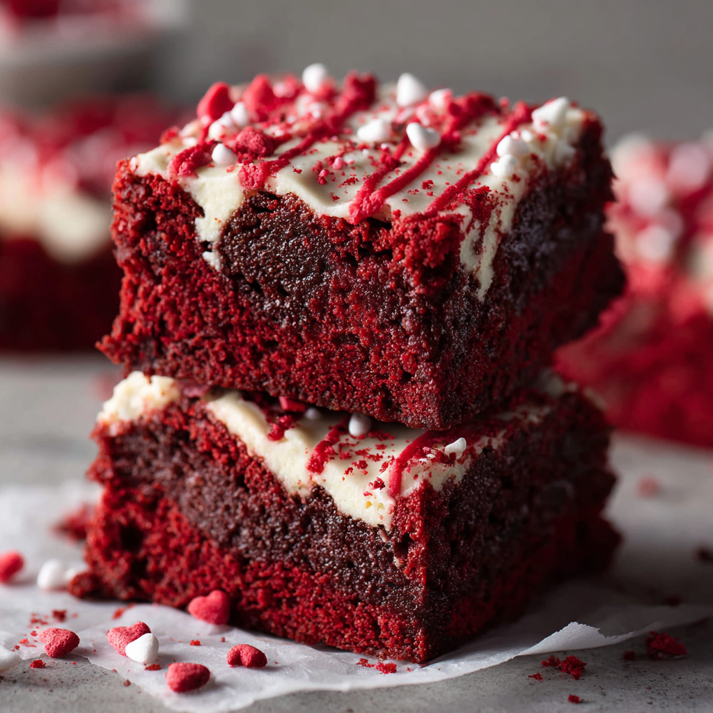 Fudgy Red Velvet Brownies – A Chocolatey Treat with a Valentine’s Twist
