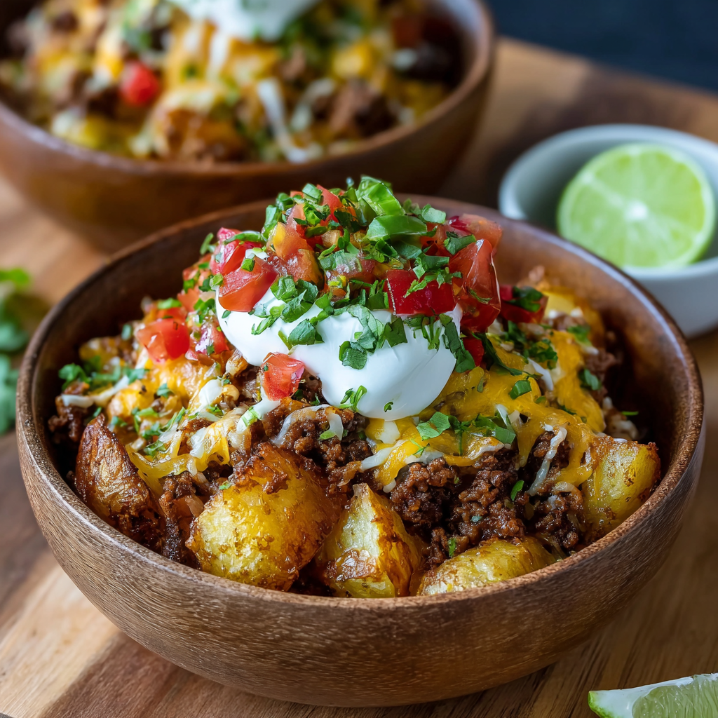 Loaded Potato Taco Bowls (Crispy, Cheesy & Family-Friendly)