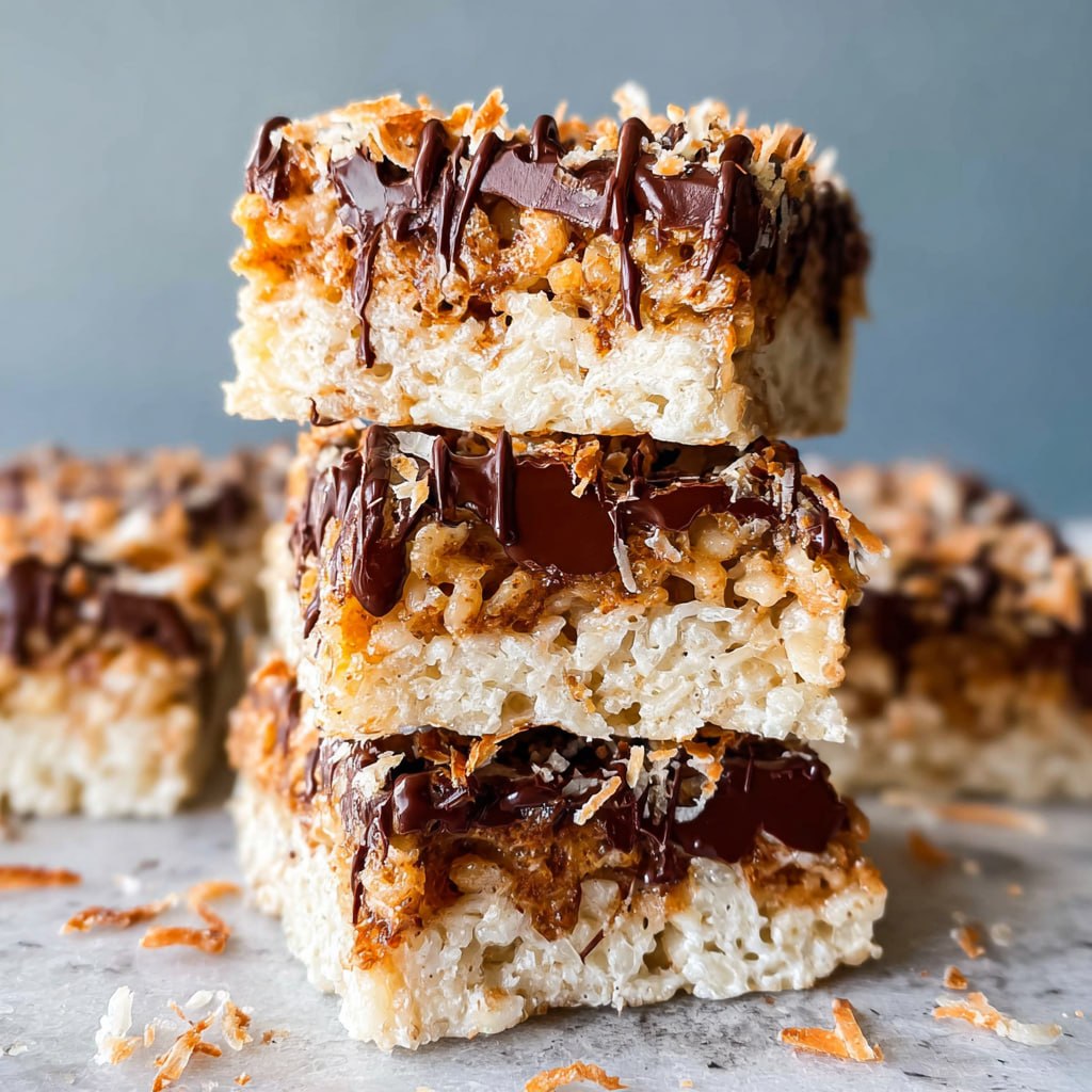Samoa Rice Krispie Treats (No-Bake Caramel-Coconut-Chocolate Magic)