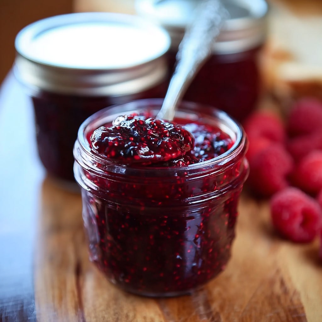 Step by step homemade berry jam with strawberries, blueberries and raspberries
