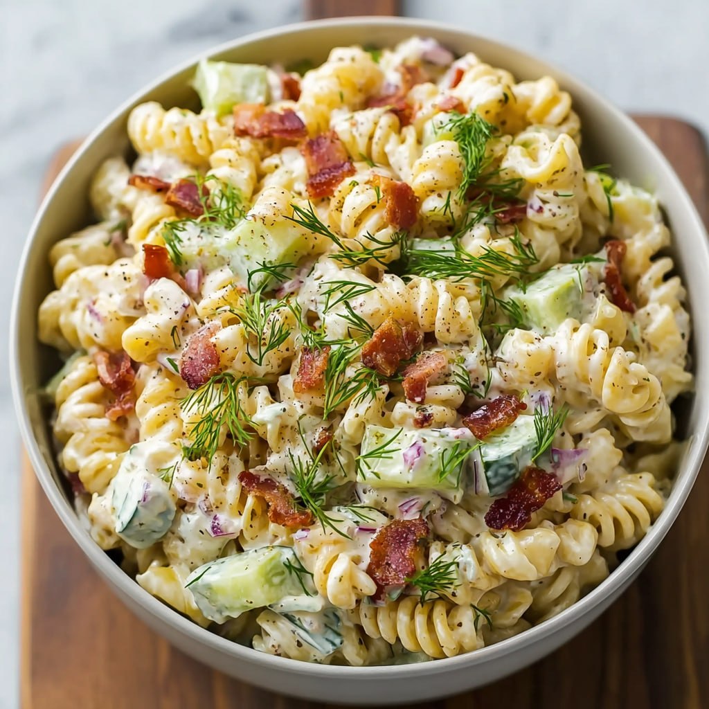 Dill Pickle Bacon Pasta Salad – Creamy, Tangy & Completely Addictive
