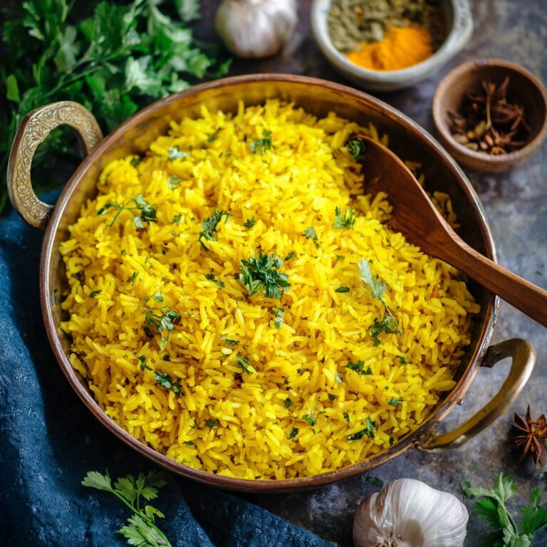 How to make garlic turmeric rice step by step with golden color