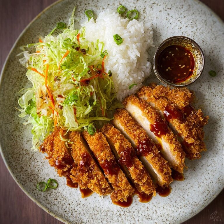 All ingredients for chicken katsu laid out on a kitchen counter before starting the step-by-step tutorial