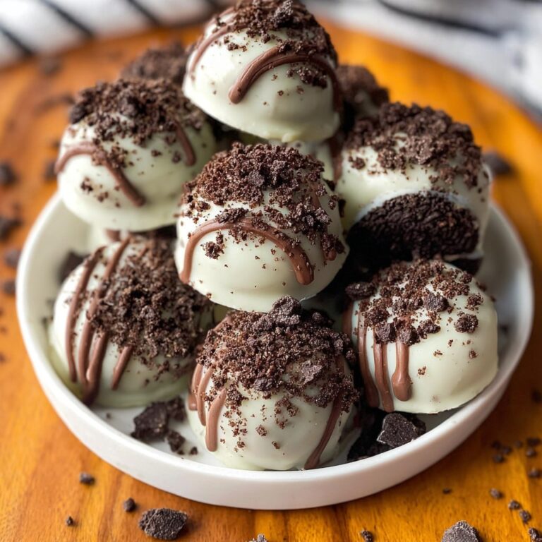 Easy no-bake Oreo truffles coated in chocolate with crushed Oreo topping on a tray