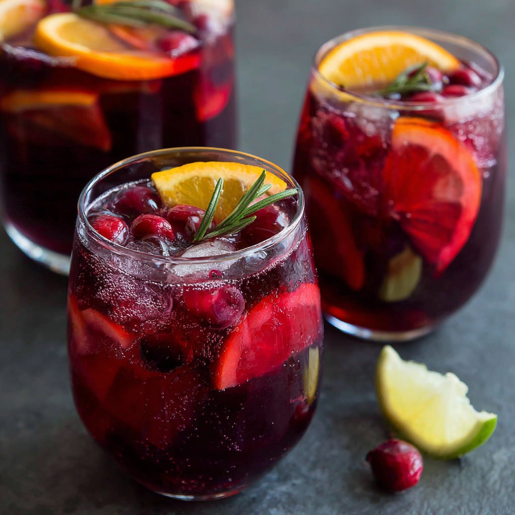 A beautifully filled glass dispenser of big-batch Costco sangria ready to serve at a summer party