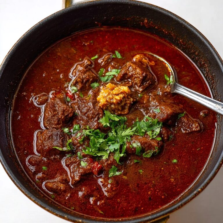 Bowl of Texas chili with chunks of beef, deep red broth, melted cheese, sour cream, jalapeños, and cornbread