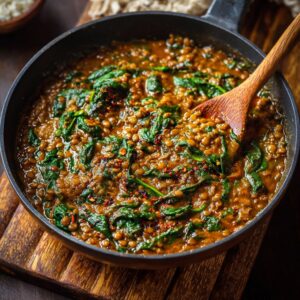 Spicy Lentils and Spinach (Stove-Top & Pressure Cooker — 30 Minutes)