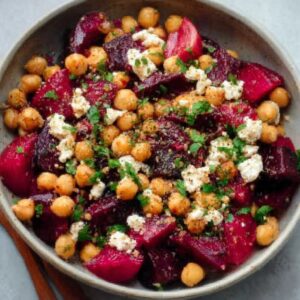 Chickpea, Beet & Feta Salad (10-Minute Bright Pink Power Lunch)