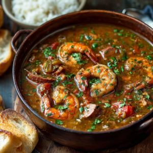 Authentic Cajun Gumbo (Dark Roux, Chicken, Andouille & Shrimp, 90 Min)