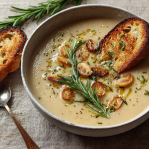 Rosemary and Roasted Garlic Soup (Creamy Rustic Italian, 50 Min)