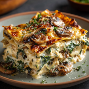 Mushroom and Spinach Lasagna (Creamy Vegetarian White-Sauce, 75 Min)