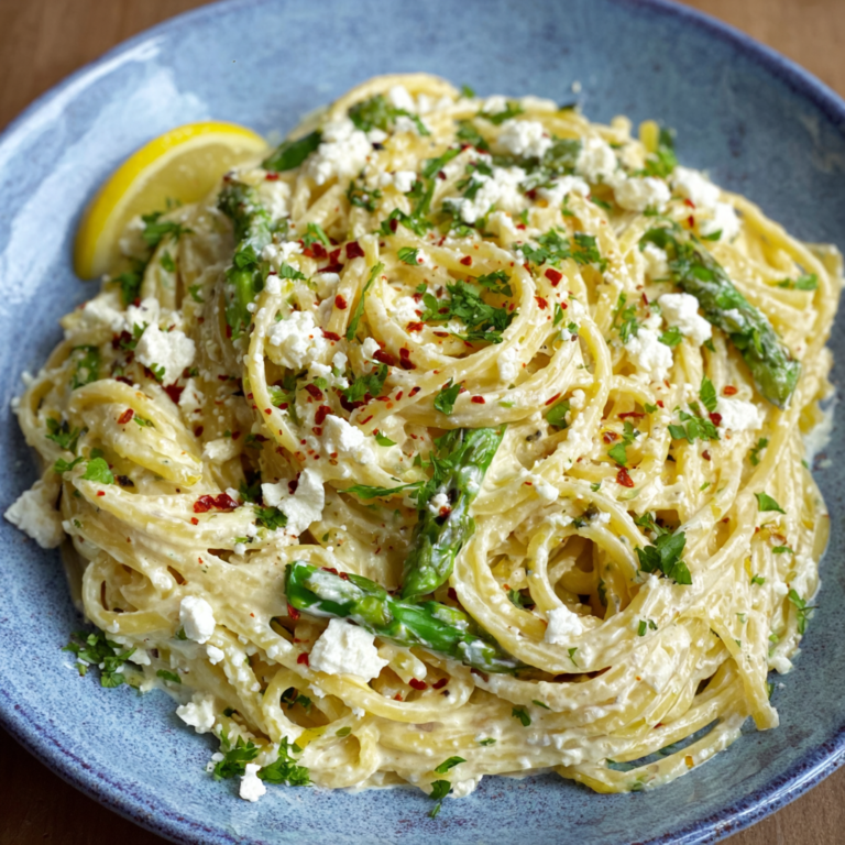 Creamy lemon feta pasta in a white bowl with rigatoni coated in lemony cream sauce, melted feta, fresh dill, lemon zest, cracked pepper