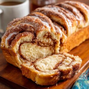 Cinnamon Roll Bread (Soft Swirled Loaf with Cream Cheese Glaze, 90 Min)