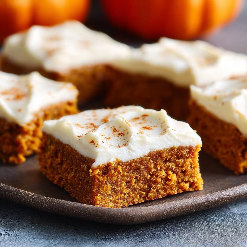 Pumpkin Bars with Cream Cheese Frosting (Moist Spiced Fall Dessert, 50 Min)