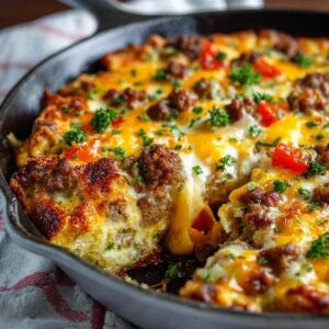 Sausage Breakfast Casserole (Make-Ahead Egg, Cheese, and Bread Bake, 60 Min)