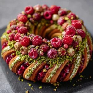 Raspberry Pistachio Bundt Cake (With Pistachio Glaze and Fresh Berries, 90 Min)