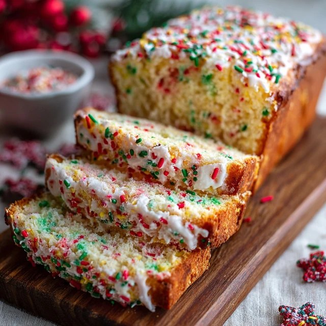 Holiday Funfetti Bread (Festive Sprinkle Quick Bread With Vanilla Glaze, 75 Min)
