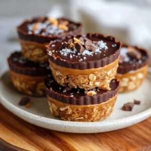 Chocolate Caramel Oat Cups (No-Bake Oat-Peanut-Butter Cups With Caramel, 30 Min)