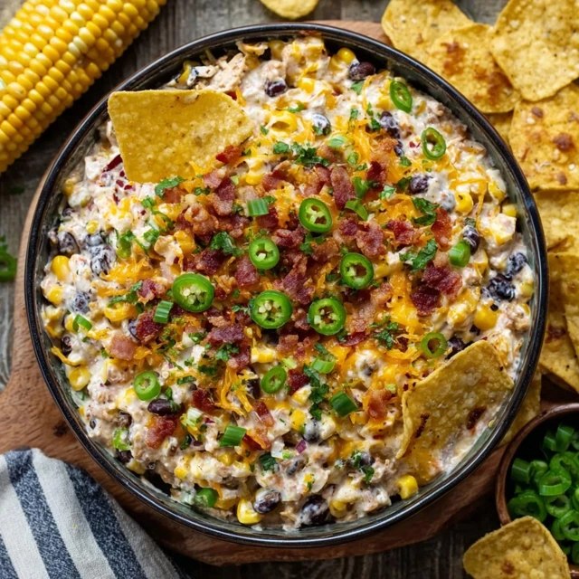 Corn Dip With Bacon (Cream Cheese, Cheddar, Sweet Corn, Crispy Bacon, Jalapeño, 30 Min)