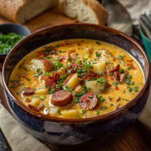 Creamy Potato Sausage Soup (Italian Sausage, Yukon Golds, Heavy Cream, 40 Min)