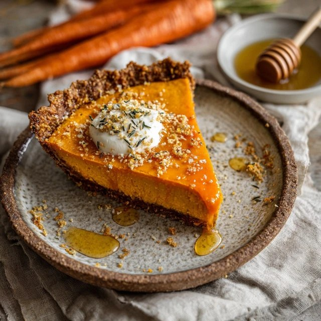 Carrot Pie With Honey Drizzle (Spiced Carrot Custard, Flaky Crust, Honey Glaze, 1 Hr 15 Min)