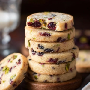 Cranberry Pistachio Shortbread Cookies (Dried Cranberries, Toasted Pistachios, Festive, 1 Hr 15)